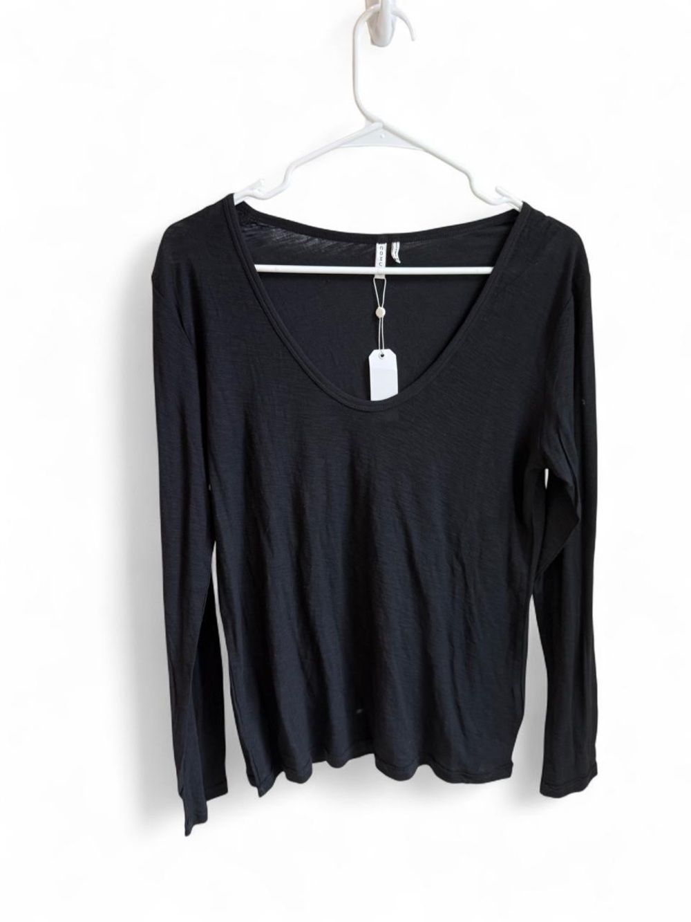 COMUNE "Malibu" Black Long Sleeve Scoop Neck Top